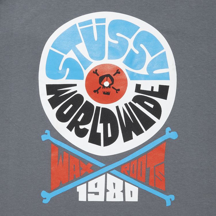 Stussy World Wide Wax Roots Tee Charcoal