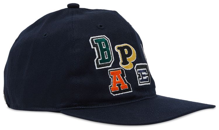BAPE Multi Fonts Patch Panel Cap Navy