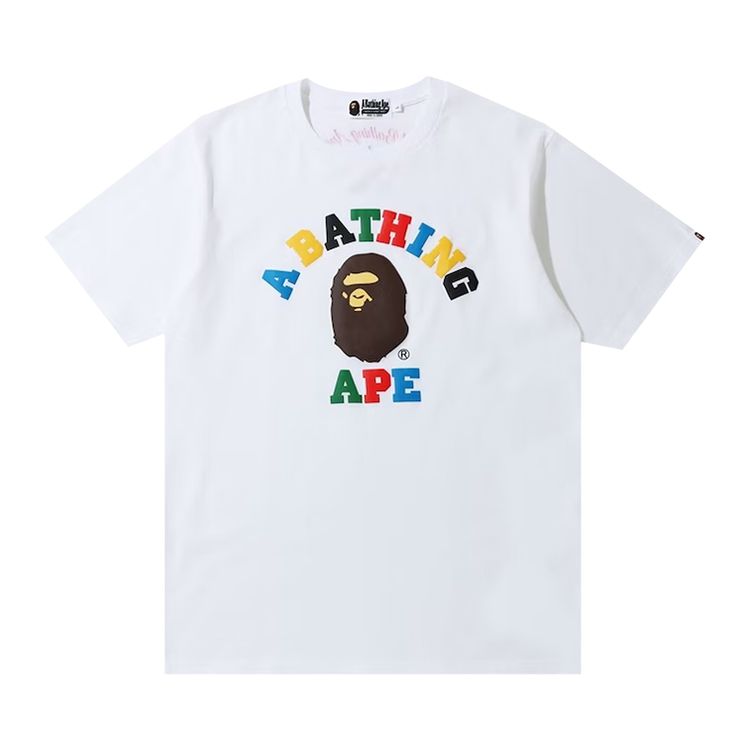BAPE Multi Color Letters College Tee White
