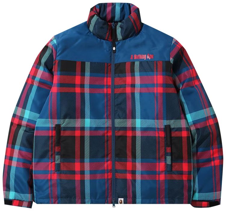 BAPE Check Down Jacket Navy