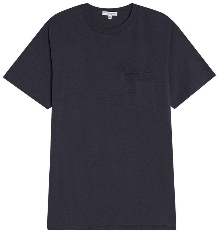 Engineered Garments Printed Cross Crew Neck T Shirt Navy Phoenix