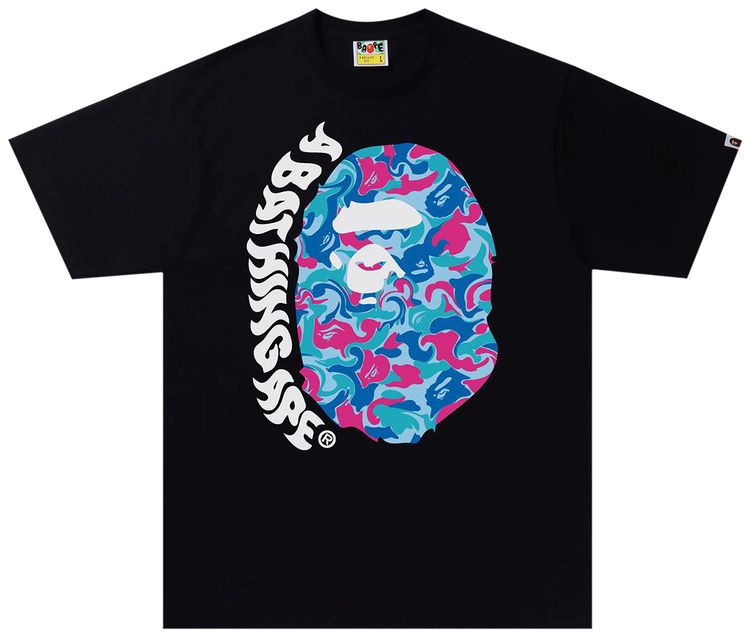 BAPE Marble Camo Ape Head Tee Black