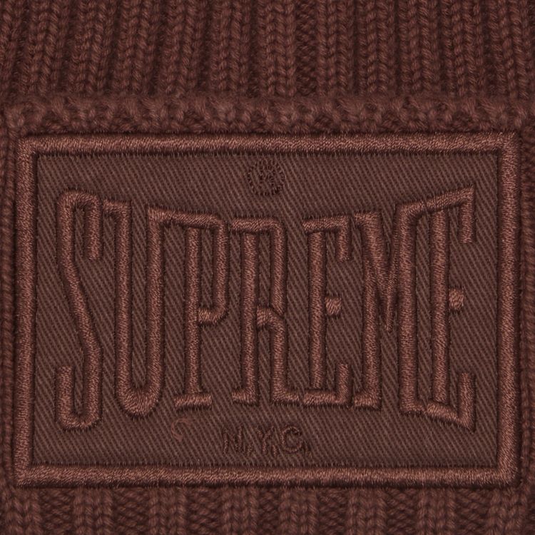 Supreme Overdyed Patch Beanie Brown