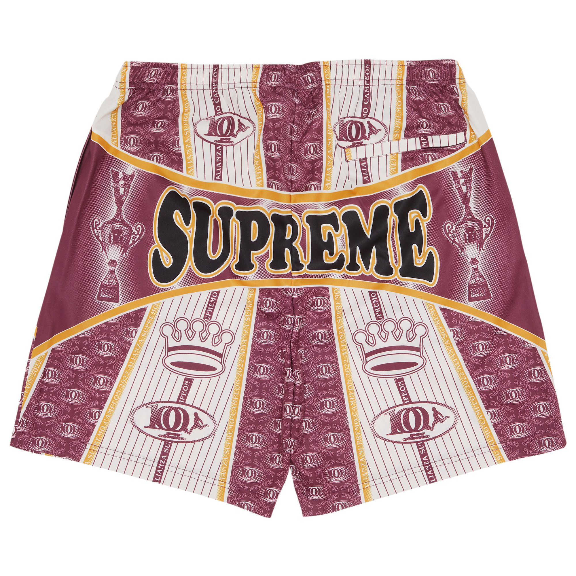 Size l Supreme Por Ciento Soccer Short 'Burgundy'