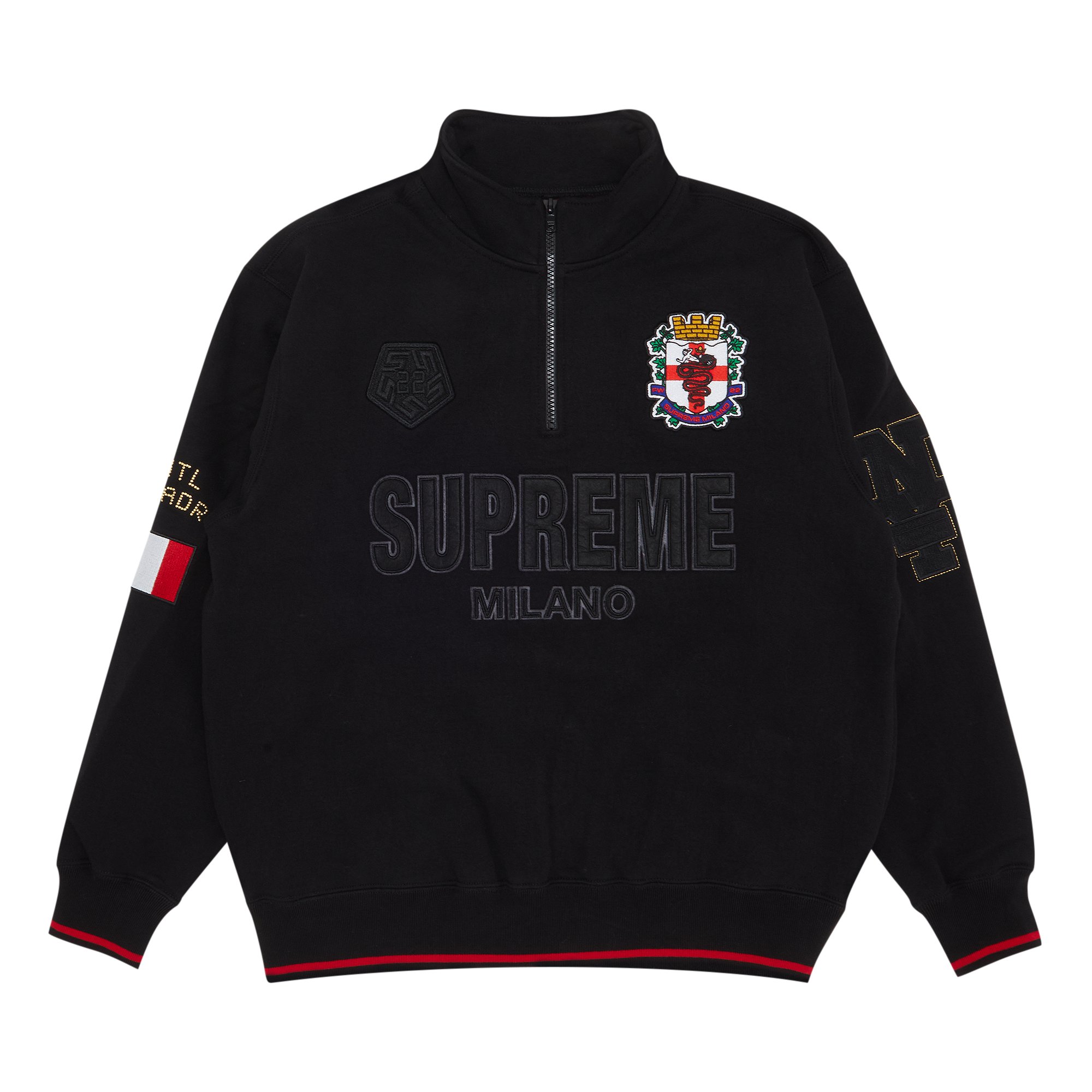 Buy Supreme Milano Half Zip Pullover 'Black' - FW22SW66 BLACK | GOAT