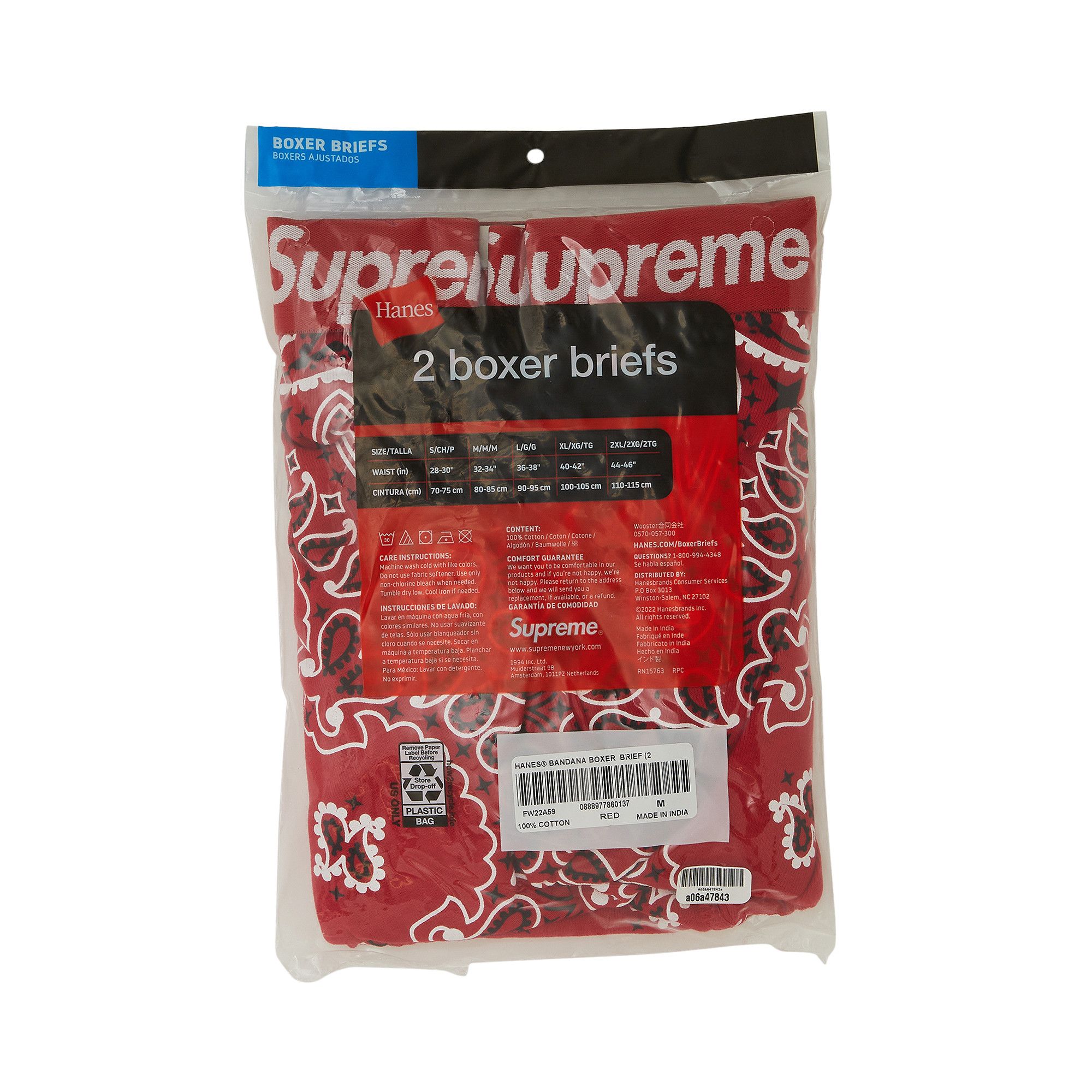 Buy Supreme x Hanes Bandana Boxer Briefs (2 Pack) 'Red