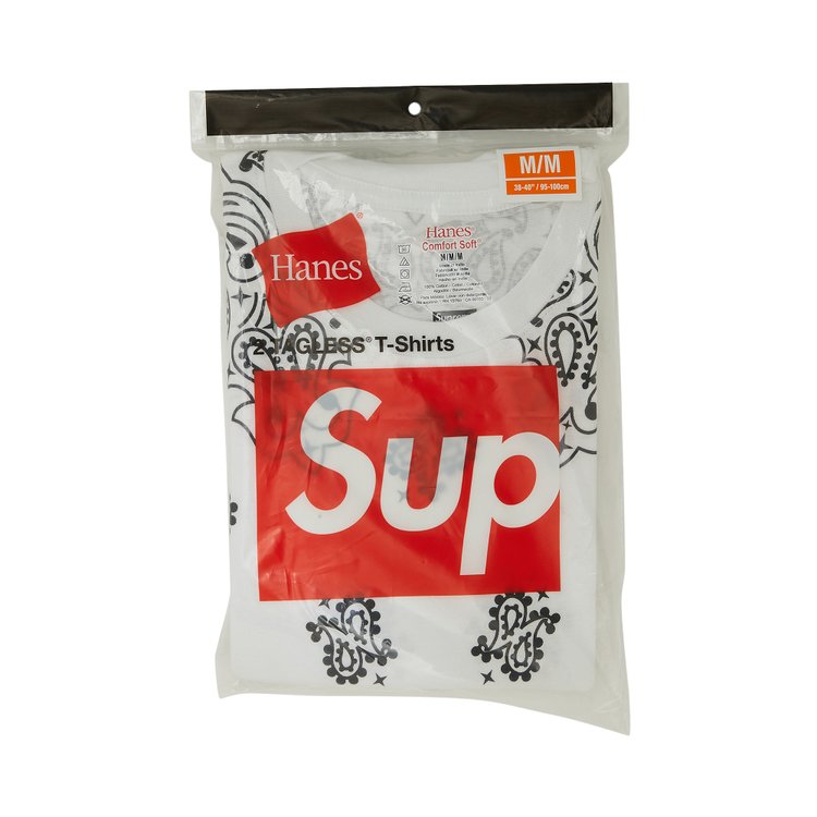 Supreme x Hanes Bandana Tagless Tees (2 Pack) 'White'