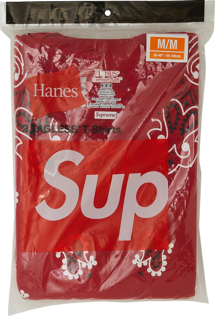 Supreme x Hanes Bandana Tagless Tees (2 Pack) 'Red'