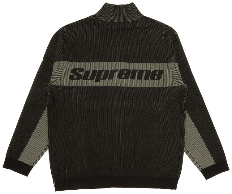 Supreme 2 Tone Ribbed Zip Up Sweater Black