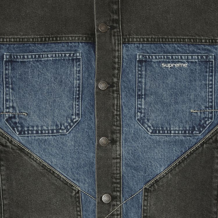 Supreme 2 Tone Paneled Denim Jacket Black