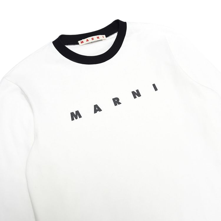 Marni Kids Logo Long Sleeve T Shirt White