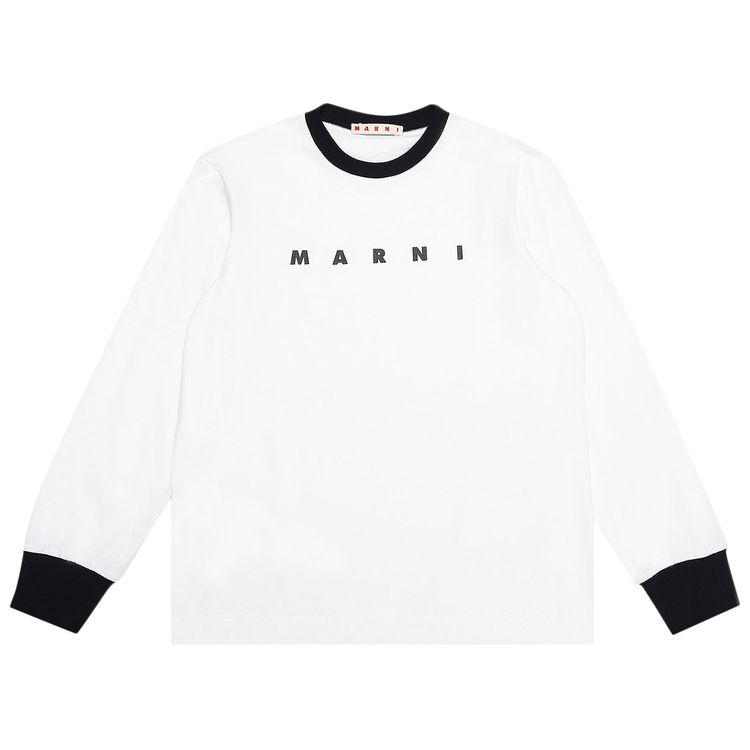 Marni Kids Logo Long Sleeve T Shirt White