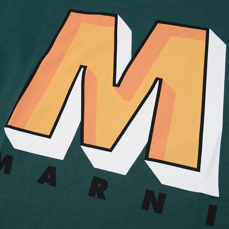 Marni Kids M Logo T Shirt Green