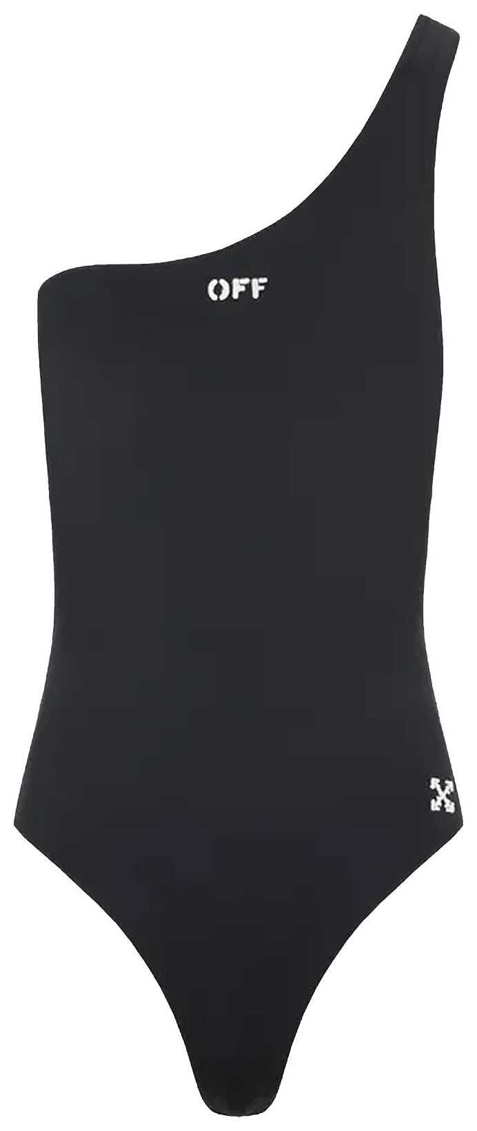 Off White Off Stamp One Shoulder Swimsuit BlackWhite