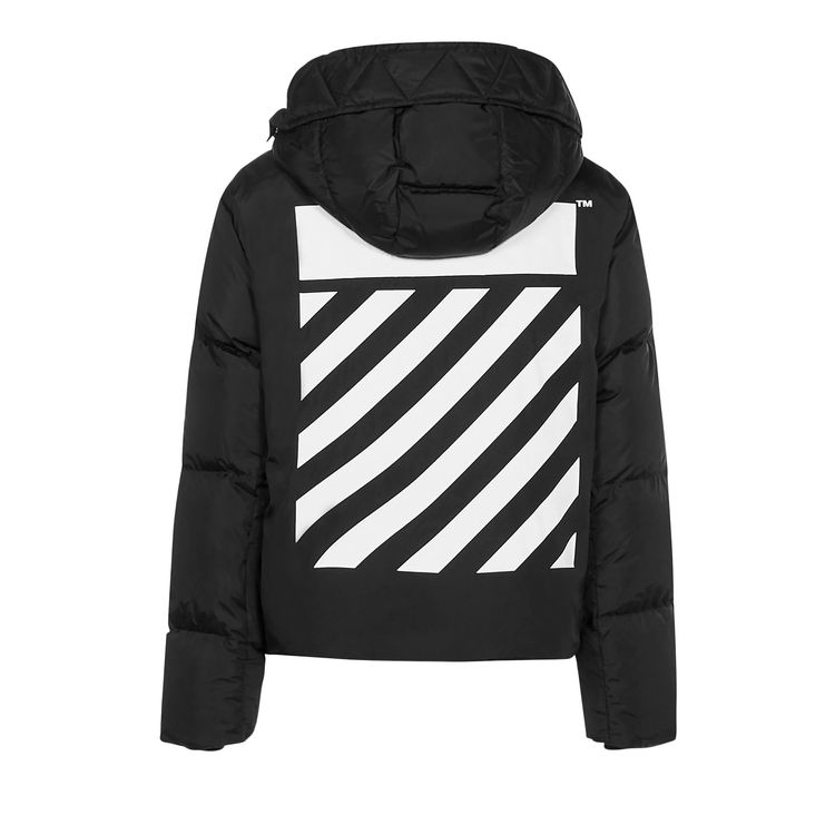 Off White Diag Regular Puffer Jacket BlackWhite