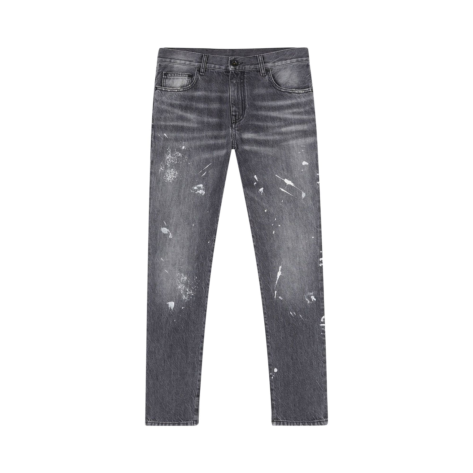 Size 30 Off White Diag Outline Paint Skinny Jeans Vintage Grey White
