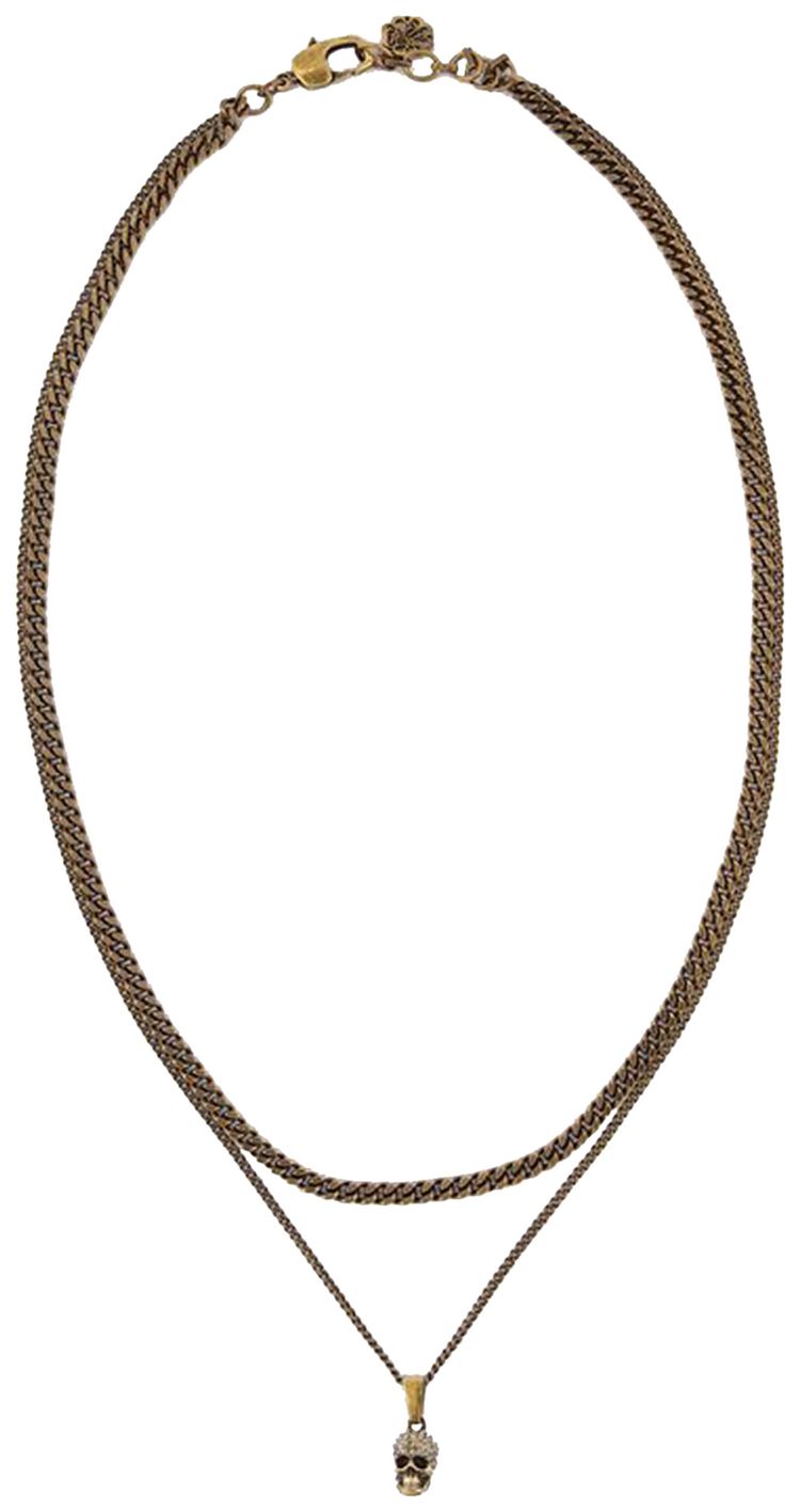 Alexander McQueen Skull Pendant Necklace Gold