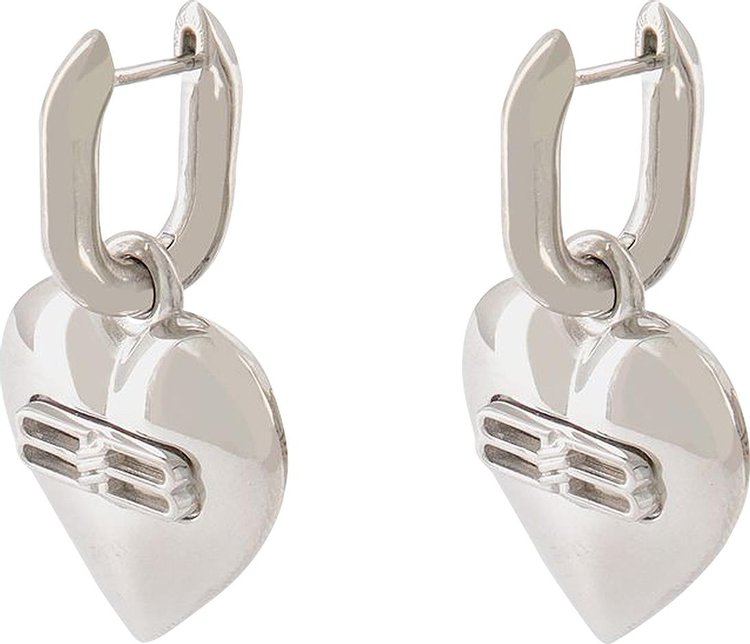 Balenciaga BB Heart Earrings Silver