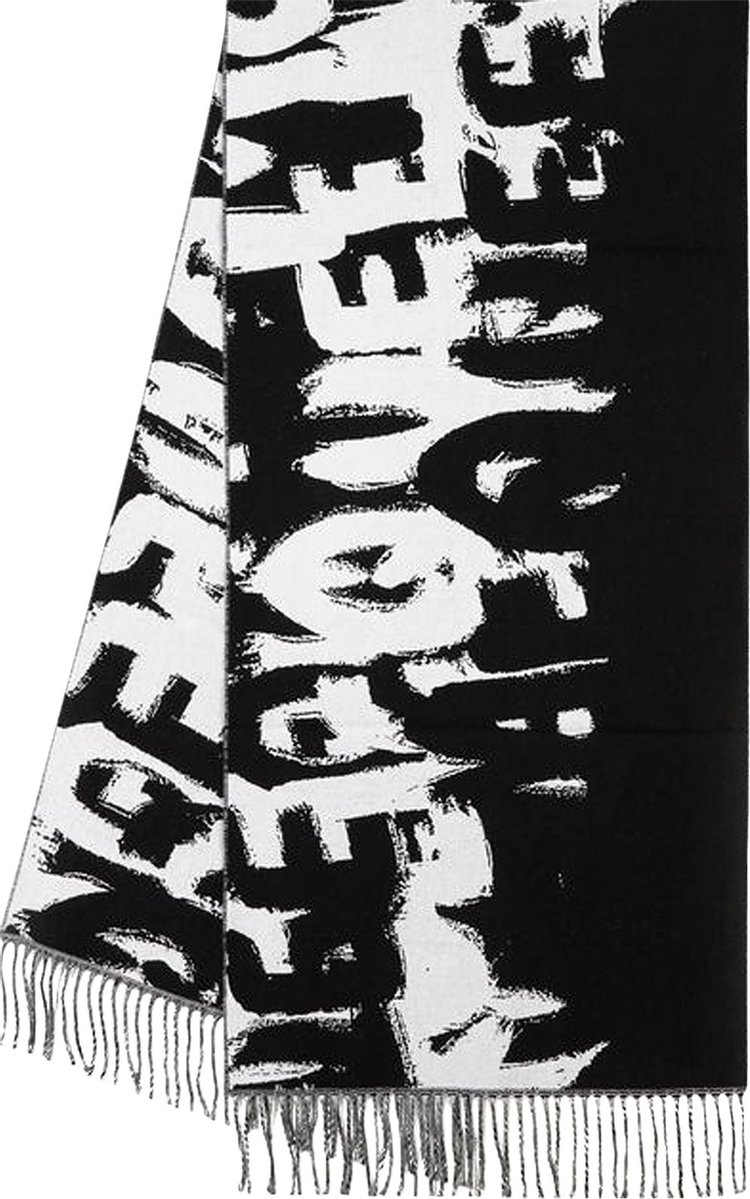 Alexander McQueen Graffiti Biker Scarf BlackIvory