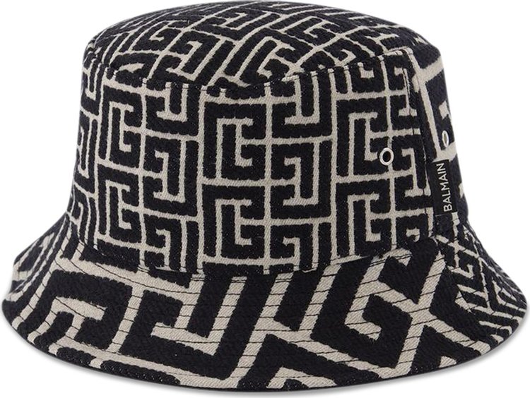 Balmain Mix Monogram Jacquard Bucket Hat 'Black'