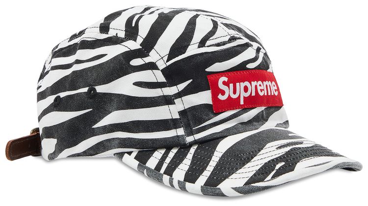 Supreme Washed Chino Twill Camp Cap Zebra