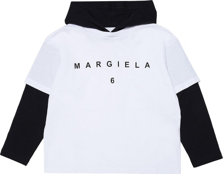 MM6 Maison Margiela Kids Hoodie T-Shirt 'White/Black'