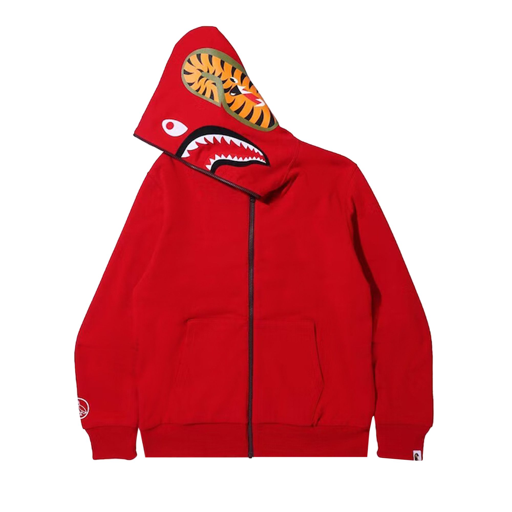 Bape color camo shark full zip hoodie red on sale