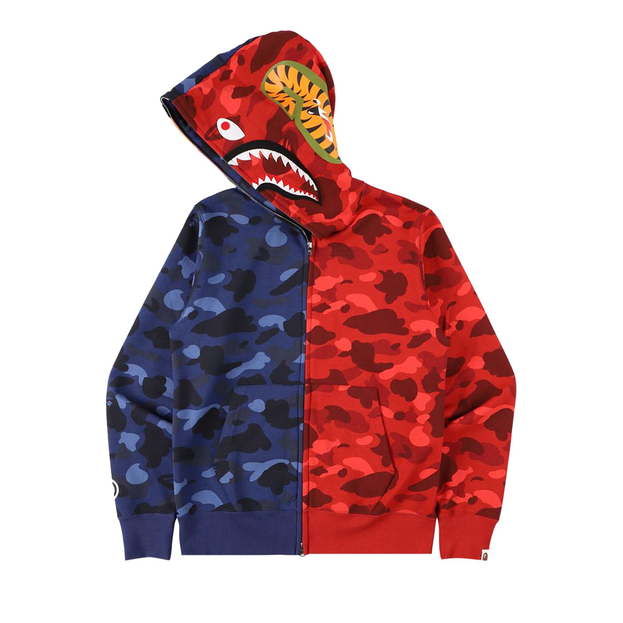 Buy BAPE Color Camo Tiger Shark Half Full Zip Hoodie Navy 1H20 115 014 NAVY GOAT