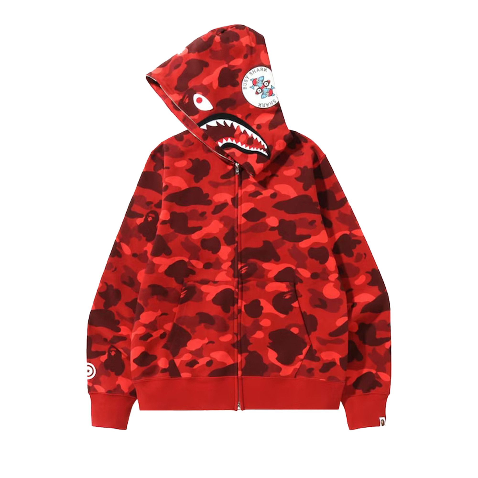 Size xxl BAPE Color Camo Shark Full Zip Hoodie 'Red'