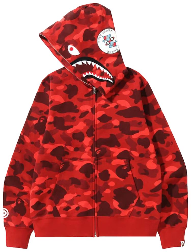 BAPE Color Camo Shark Full Zip Hoodie Red