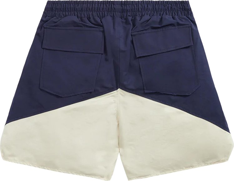 Rhude Logo Printed Drawstring Shorts NavyCreme