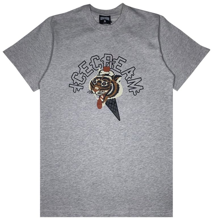 Icecream Tiger Style Short Sleeve T Shirt Light Heather Grey