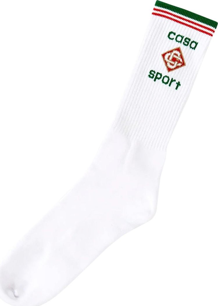 Casablanca Ribbed Sport Sock White