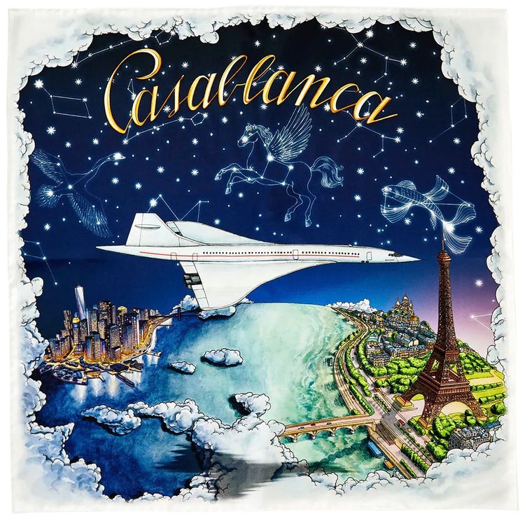 Casablanca Silk Twill Scarf Vol De Nuit