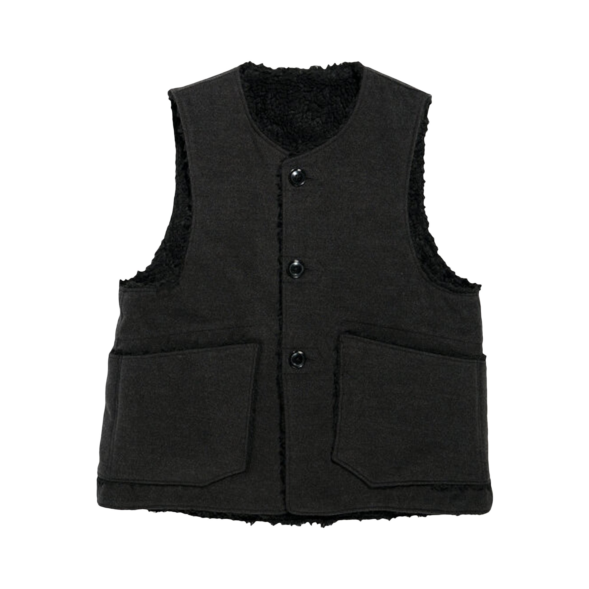Buy Engineered Garments Polyester Fake Melton Over Vest 'Black 