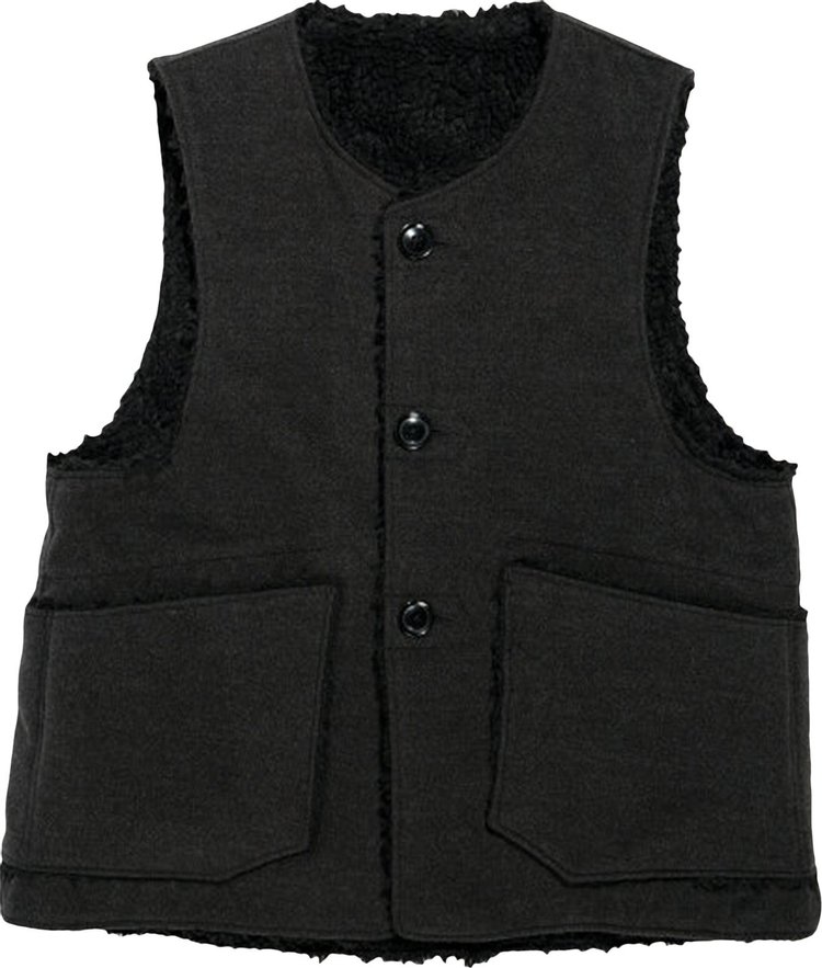 Buy Engineered Garments Polyester Fake Melton Over Vest 'Black ...