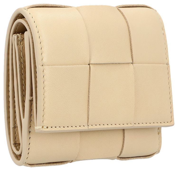 Bottega Veneta Tri Fold Wallet Beige