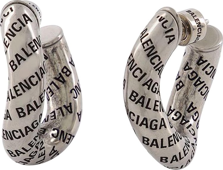 Balenciaga Logo Earrings 'Silver'