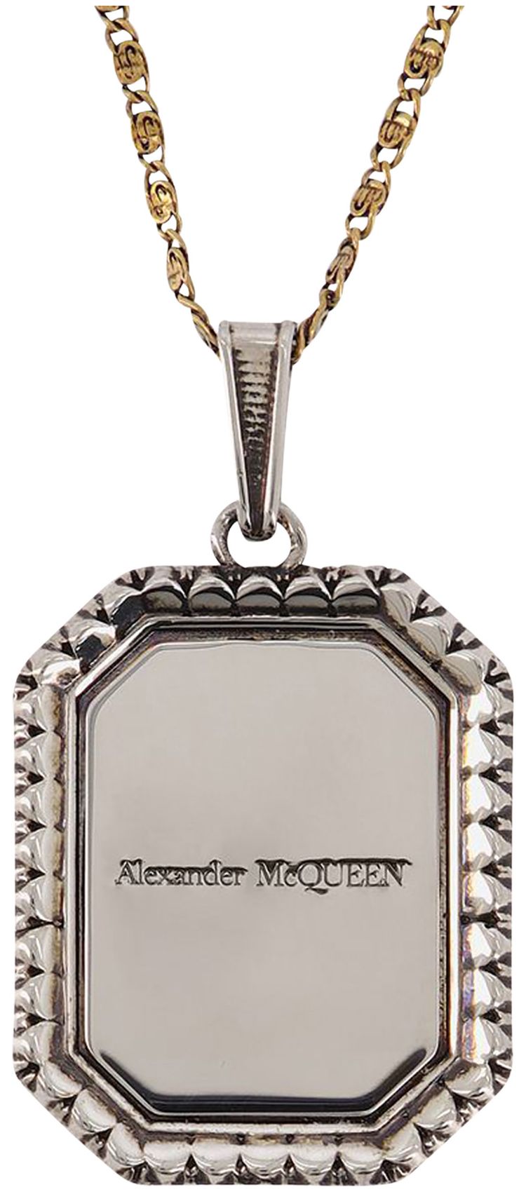 Alexander McQueen Logo Engraved Pendant Necklace GoldSilver