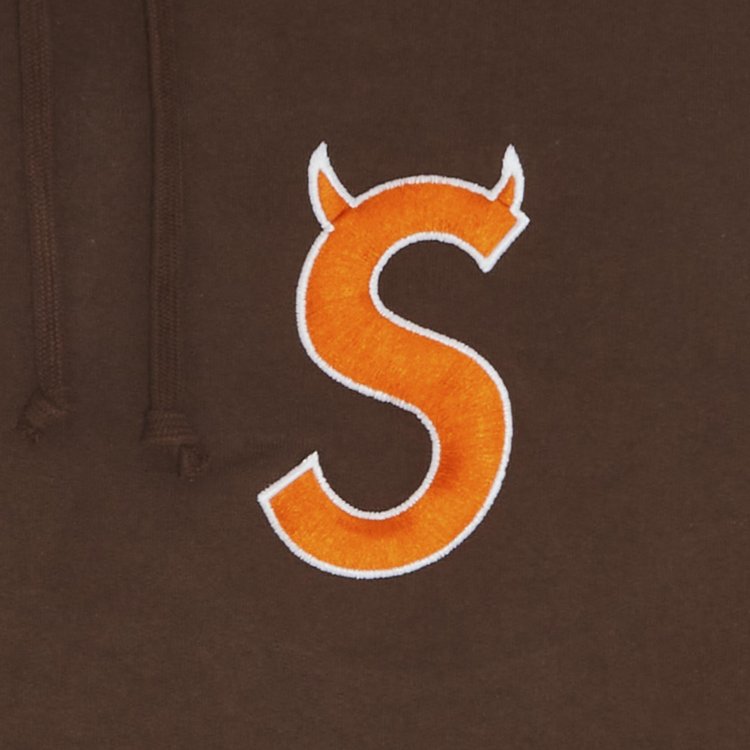 Supreme S Logo Hooded Sweatshirt Brown