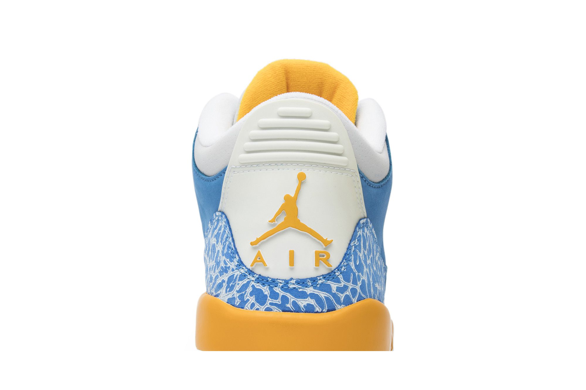 Jordan 3 blue and gold best sale