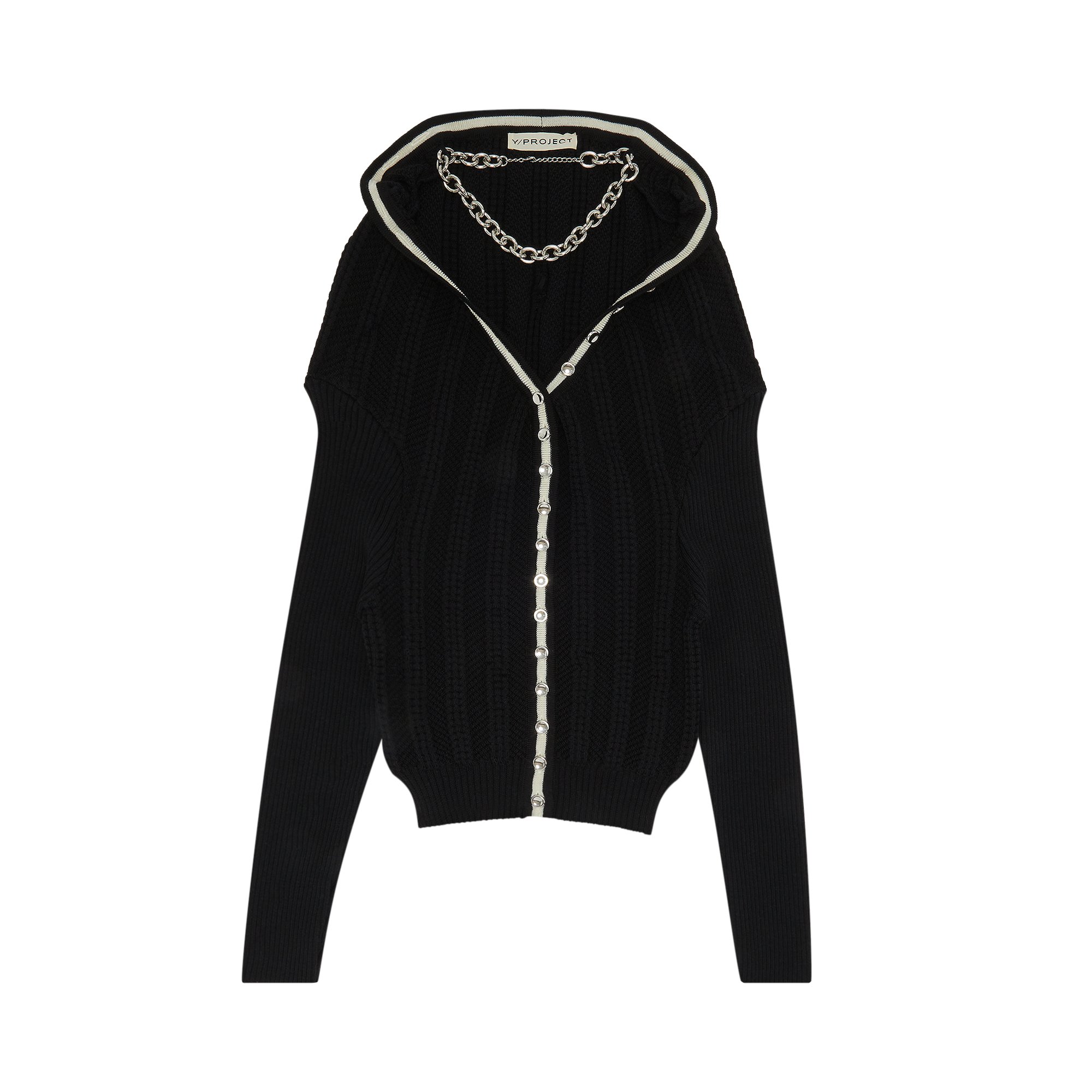 Buy Y/Project Classic Ruffle Necklace Cardigan 'Black