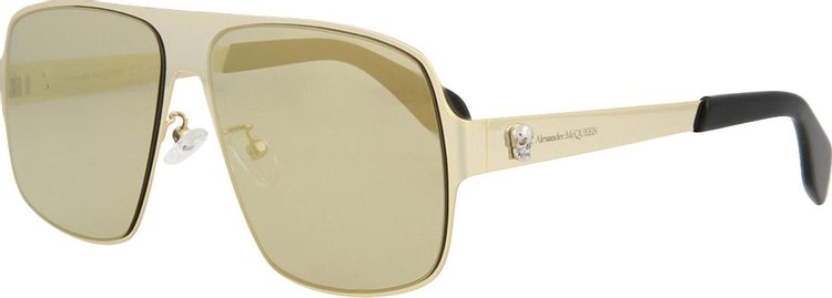 Alexander McQueen Aviator Sunglasses Gold