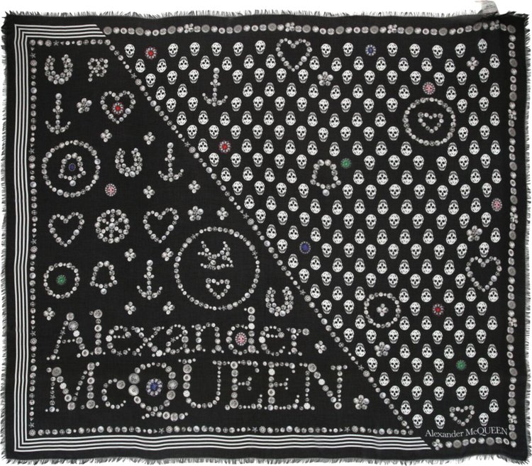 Alexander McQueen Skull Logo Scarf Multicolor