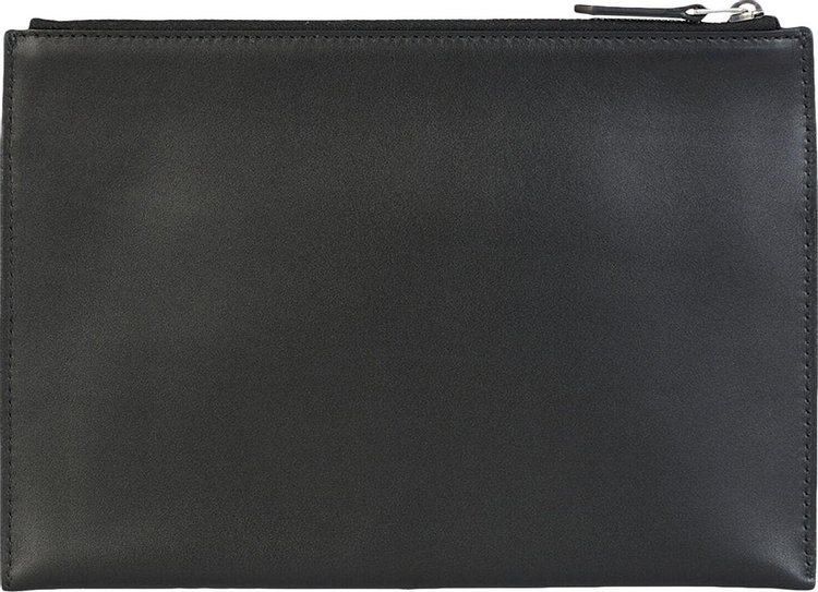 Bottega Veneta Logo Embossed Zipped Clutch Bag Black