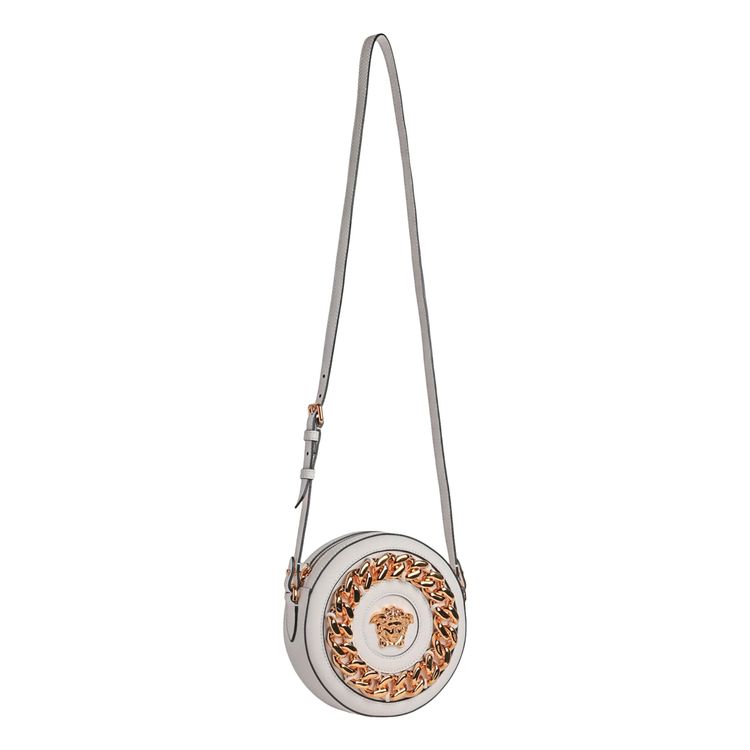 Versace La Medusa Round Crossbody Bag White