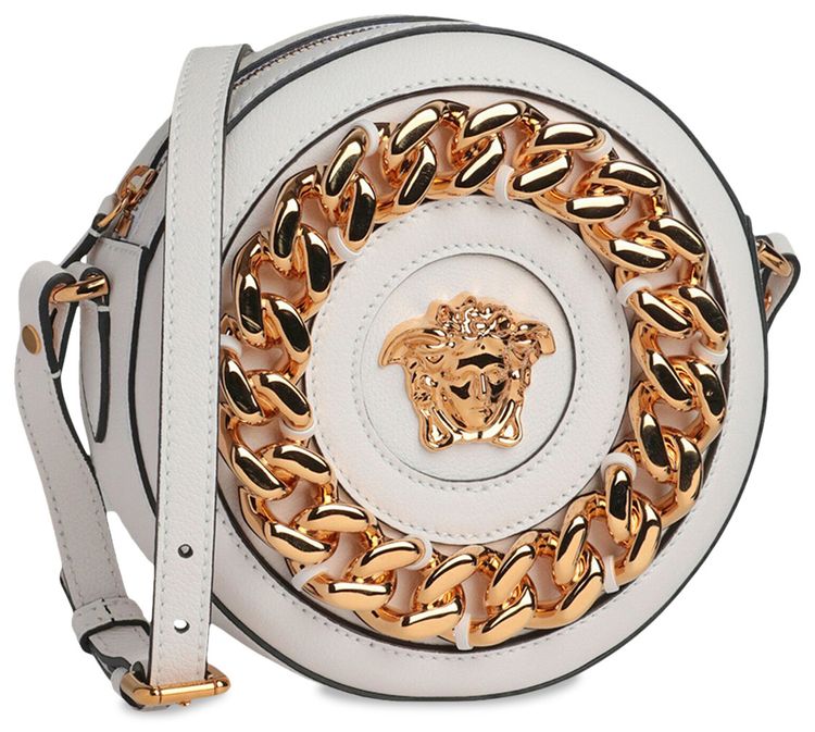Versace La Medusa Round Crossbody Bag White