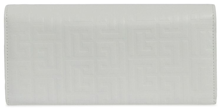 Balmain Debossed Monogram Chain Wallet White