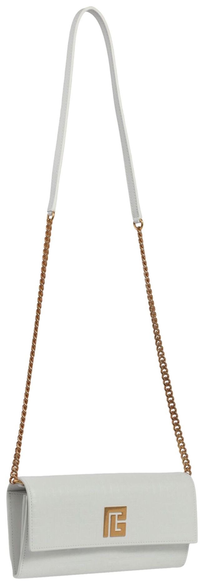 Balmain Debossed Monogram Chain Wallet White