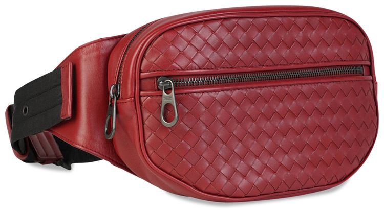 Bottega Veneta Intrecciato Woven Belt Bag Red